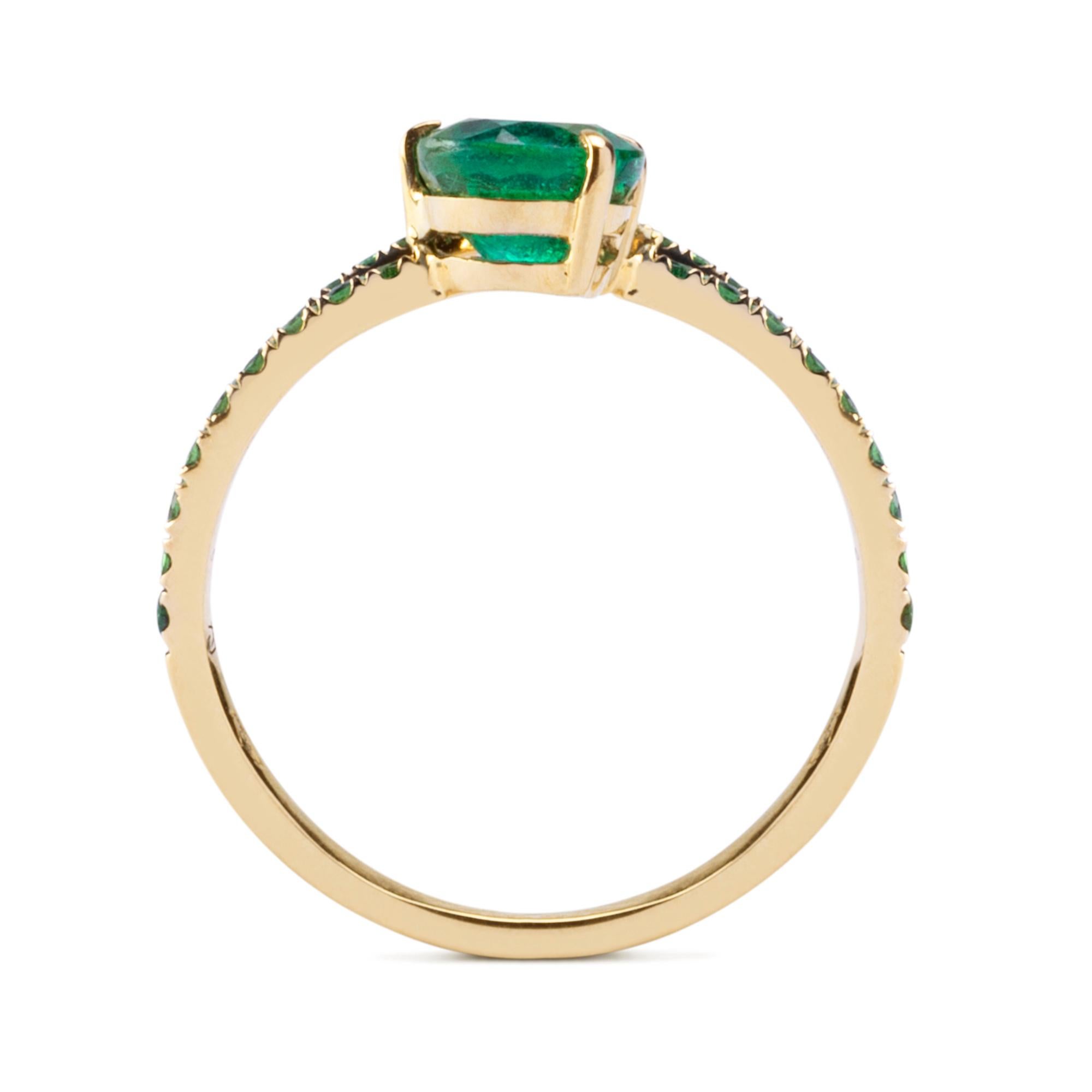Round Cut Alex Jona Emerald Tsavorites Yellow Gold Coil Snake Ring