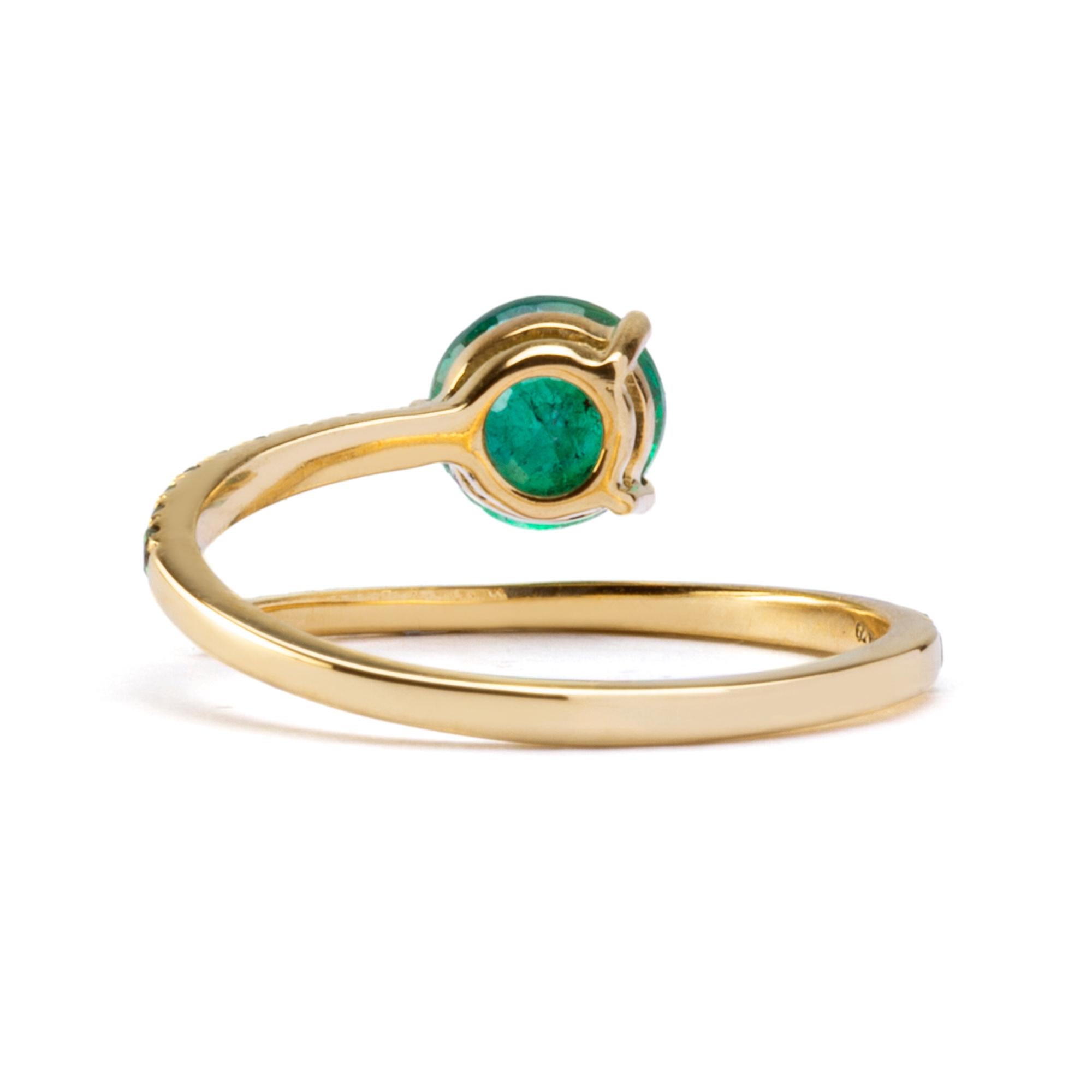 Alex Jona Emerald Tsavorites Yellow Gold Coil Snake Ring In New Condition In Torino, IT