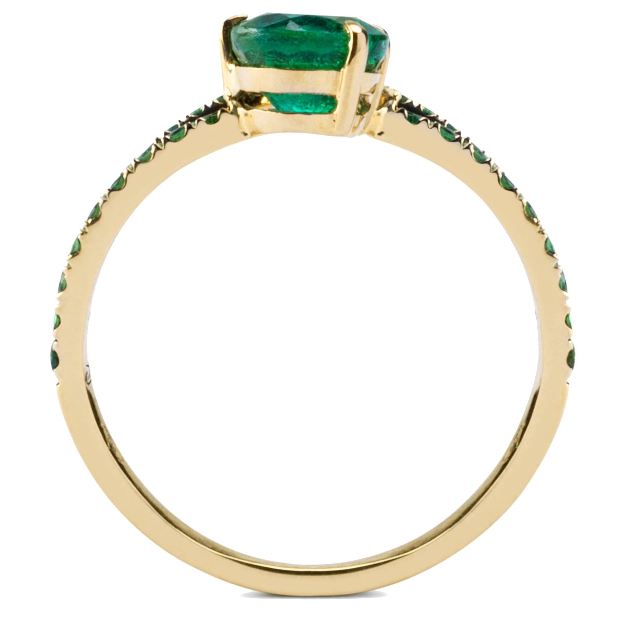 Alex Jona Emerald Tsavorites Yellow Gold Coil Snake Ring In New Condition For Sale In Torino, IT