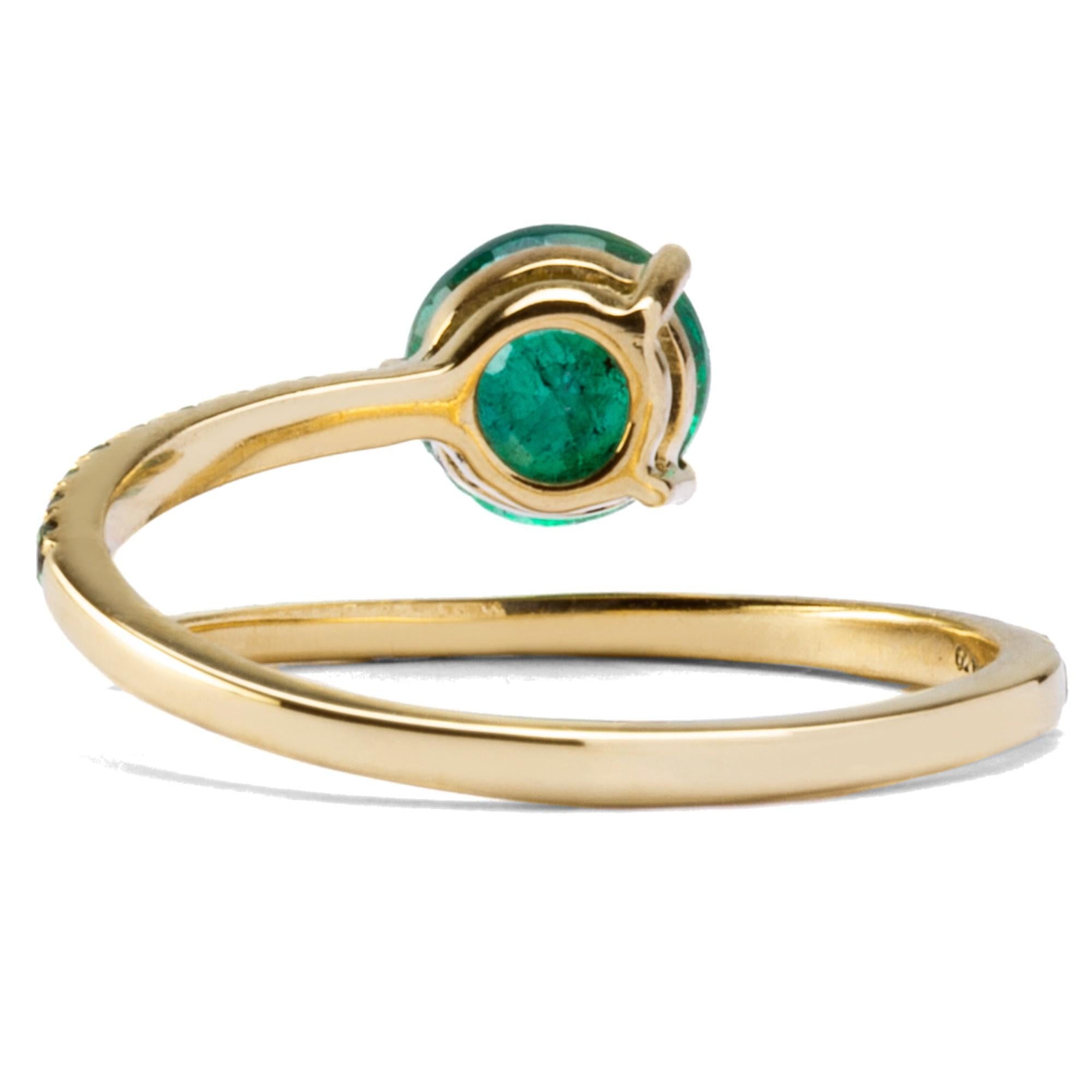 Women's or Men's Alex Jona Emerald Tsavorites Yellow Gold Coil Snake Ring For Sale