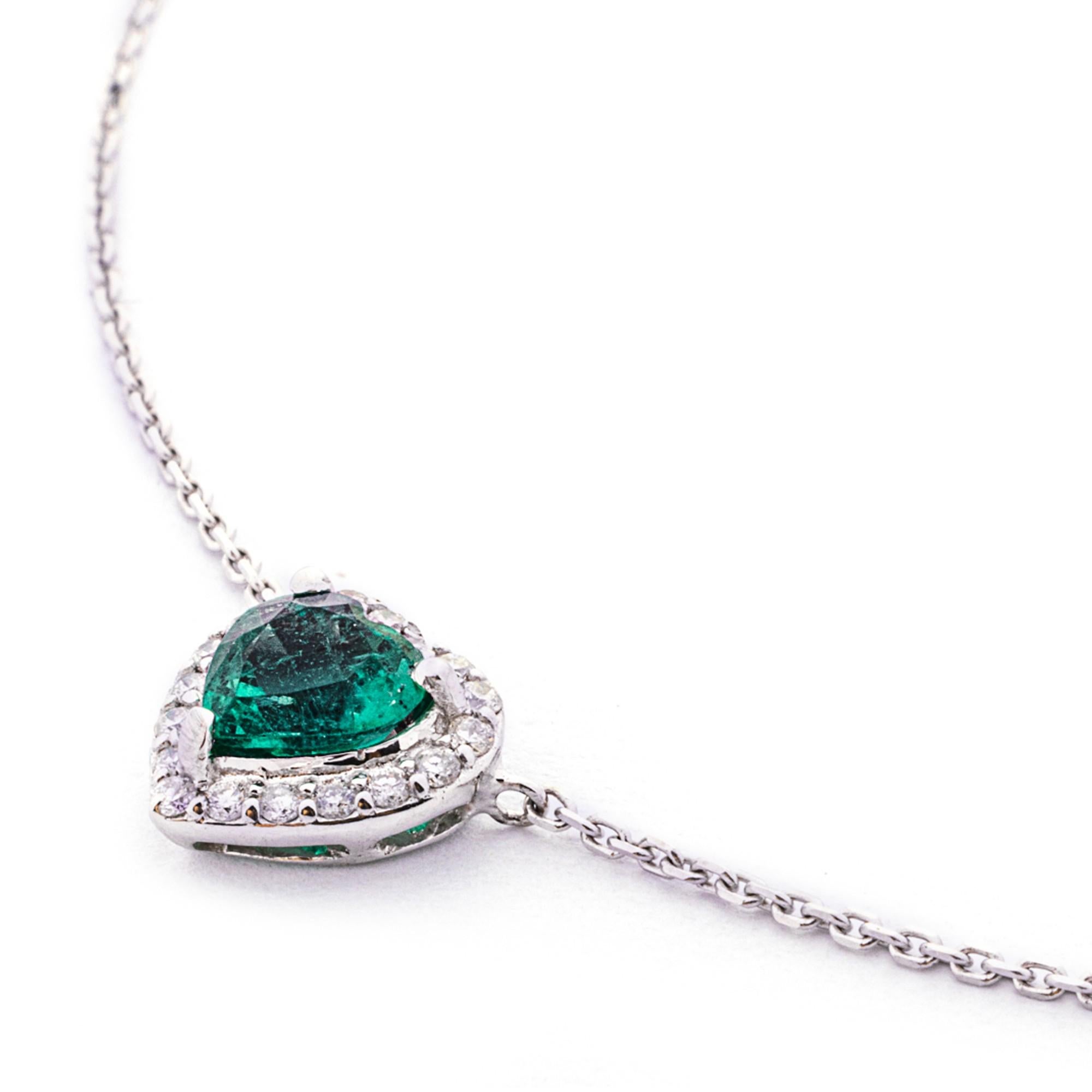 Alex Jona Emerald & White Diamond 18 Karat Gold Pendant Necklace In New Condition For Sale In Torino, IT