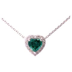 Alex Jona Emerald & White Diamond 18 Karat Gold Pendant Necklace