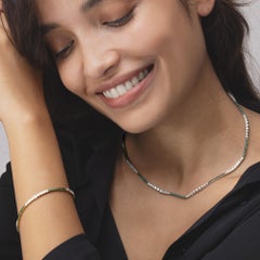 Alex Jona Emerald White Diamond 18 Karat White Gold Necklace
