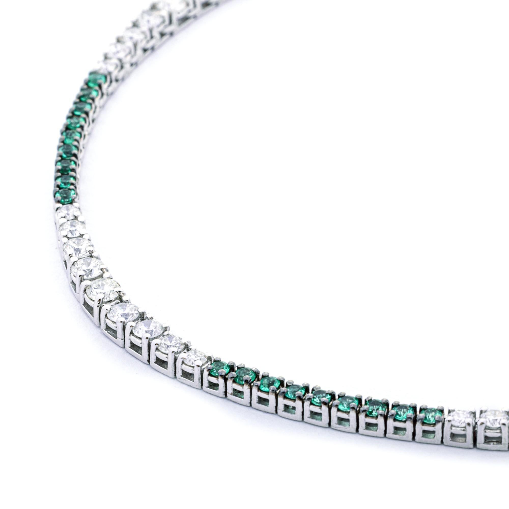 Marquise Cut  Alex Jona Emerald White Diamond 18 Karat White Gold Necklace For Sale