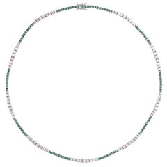 Alex Jona Collier en or blanc 18 carats avec émeraudes et diamants blancs