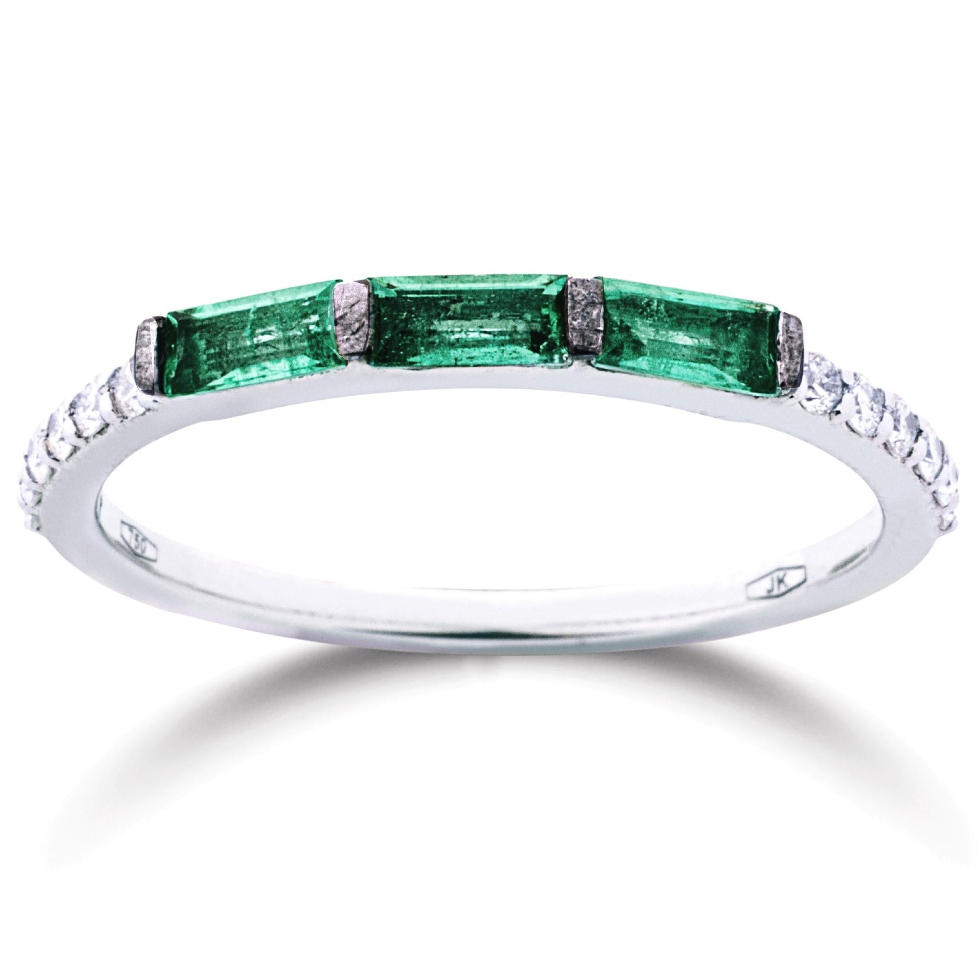 Emerald Cut Alex Jona Emerald White Diamond 18 Karat White Gold Ring For Sale