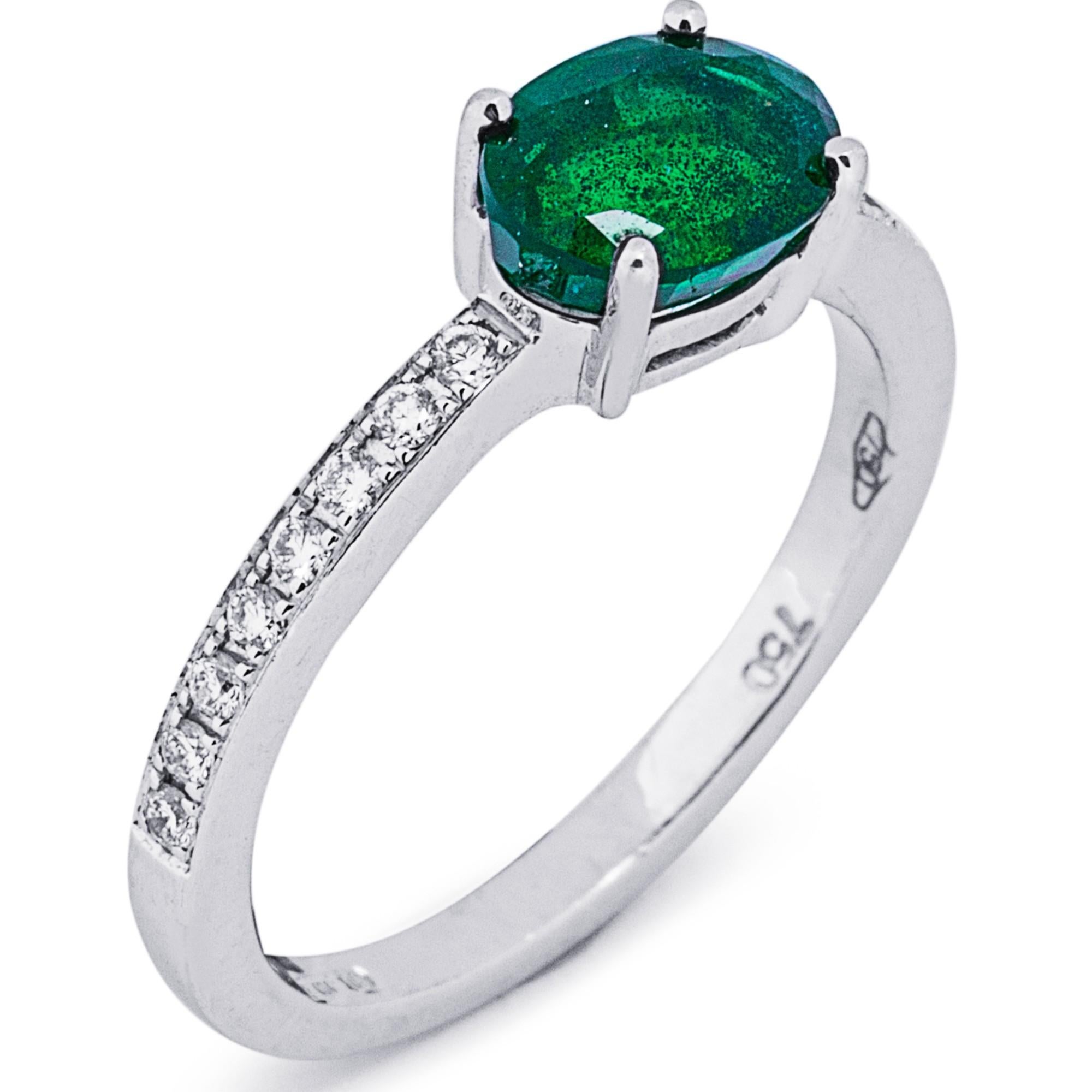 Emerald Cut Alex Jona Emerald White Diamond 18 Karat White Gold Solitaire Ring For Sale