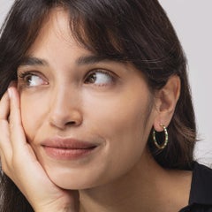 Alex Jona Emerald White Diamond 18 Karat Yellow Gold Hoop Earrings