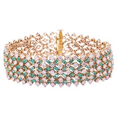 Alex Jona Emerald White Diamond 18 Karat Yellow Gold Stole Bracelet