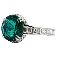 Alex Jona Emerald White Diamond Platinum Solitaire Ring