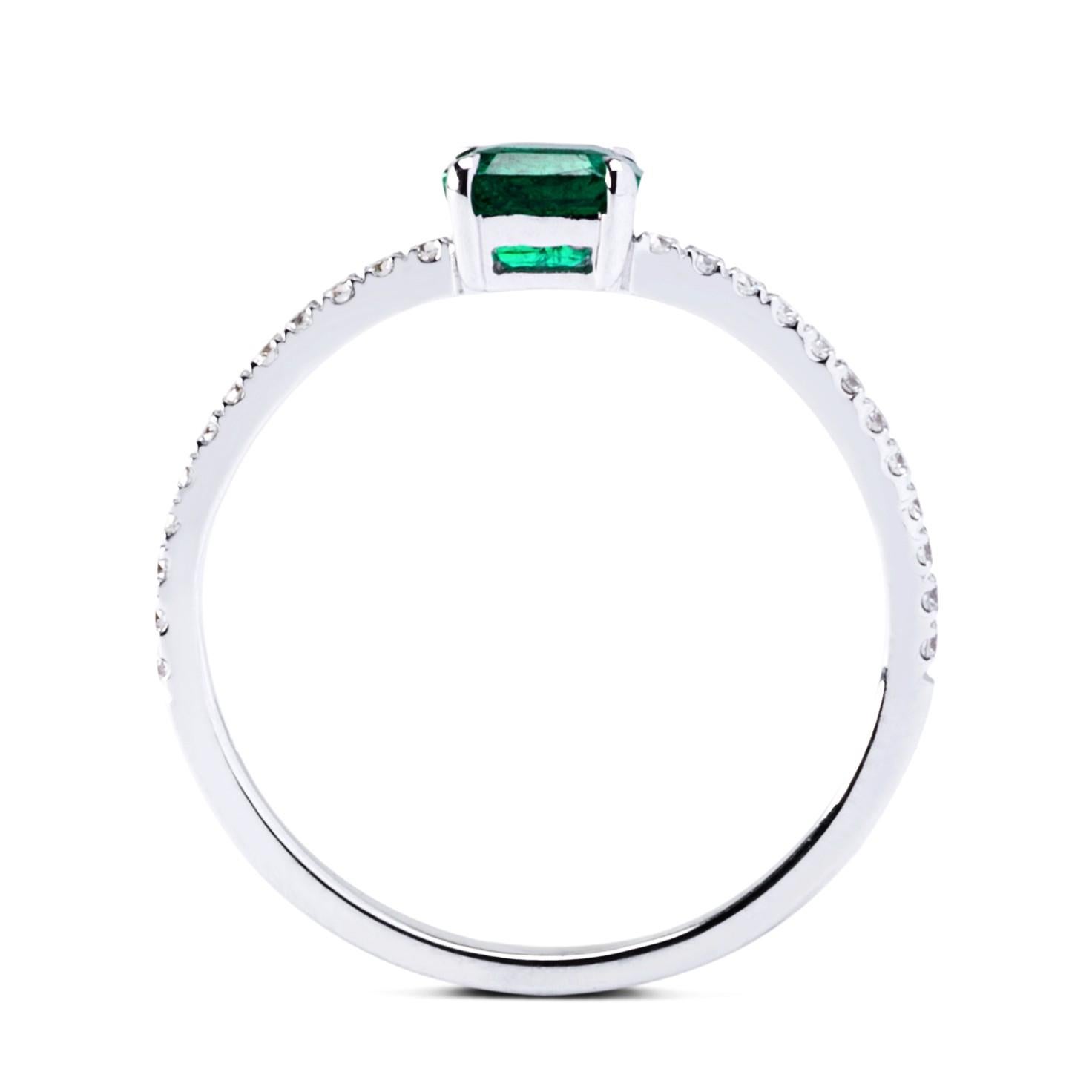 Emerald Cut Alex Jona Emerald White Diamond White Gold Solitaire Ring For Sale