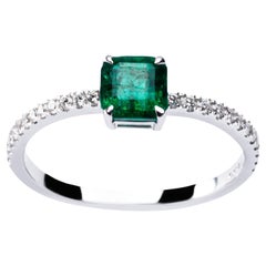 Alex Jona Emerald White Diamond White Gold Solitaire Ring
