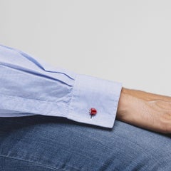 Alex Jona Enamel Sterling Silver Red and Black Enamel Ladybug Cufflinks