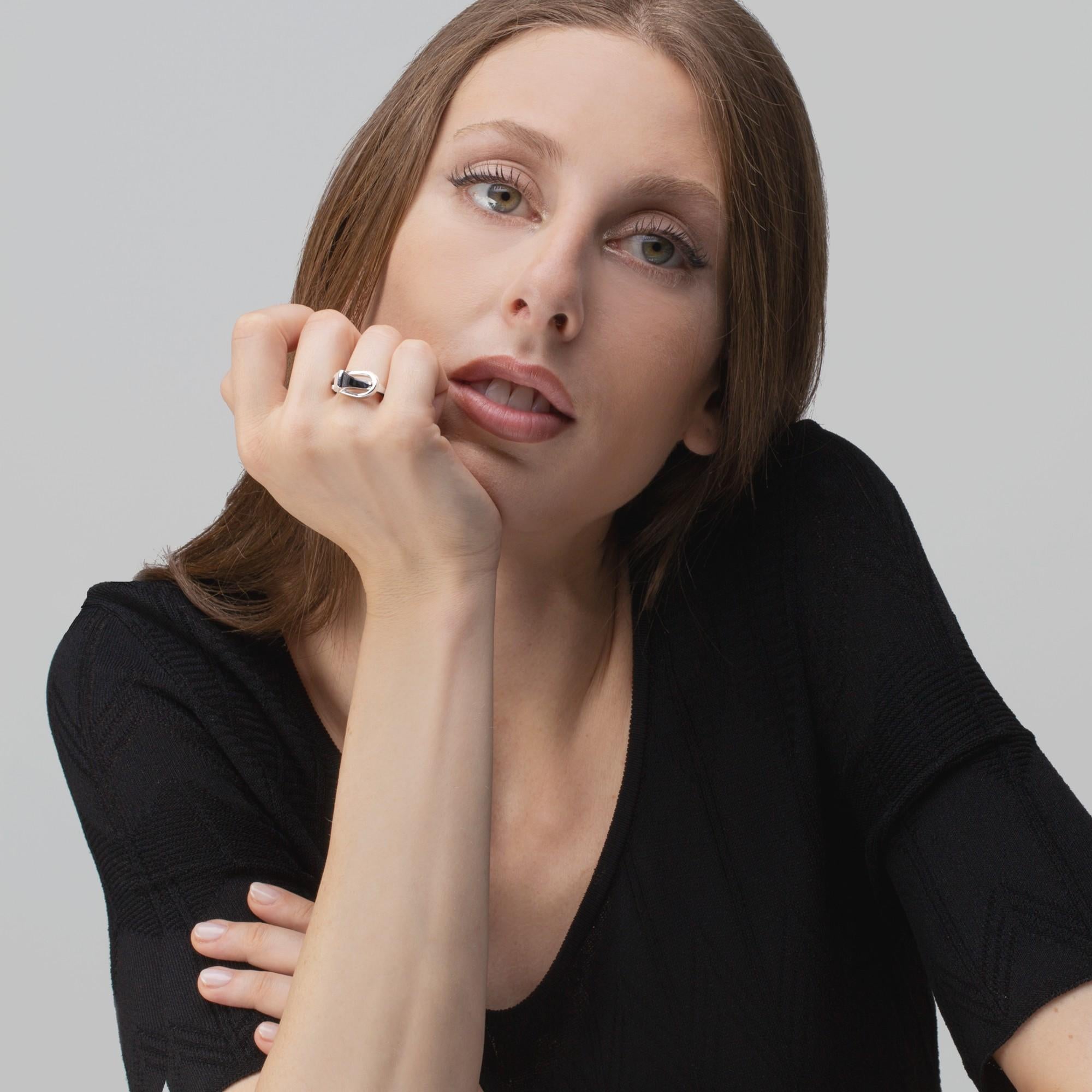 Alex Jona Equestrian Horseshoe Nail 18 Karat White Gold Ring For Sale