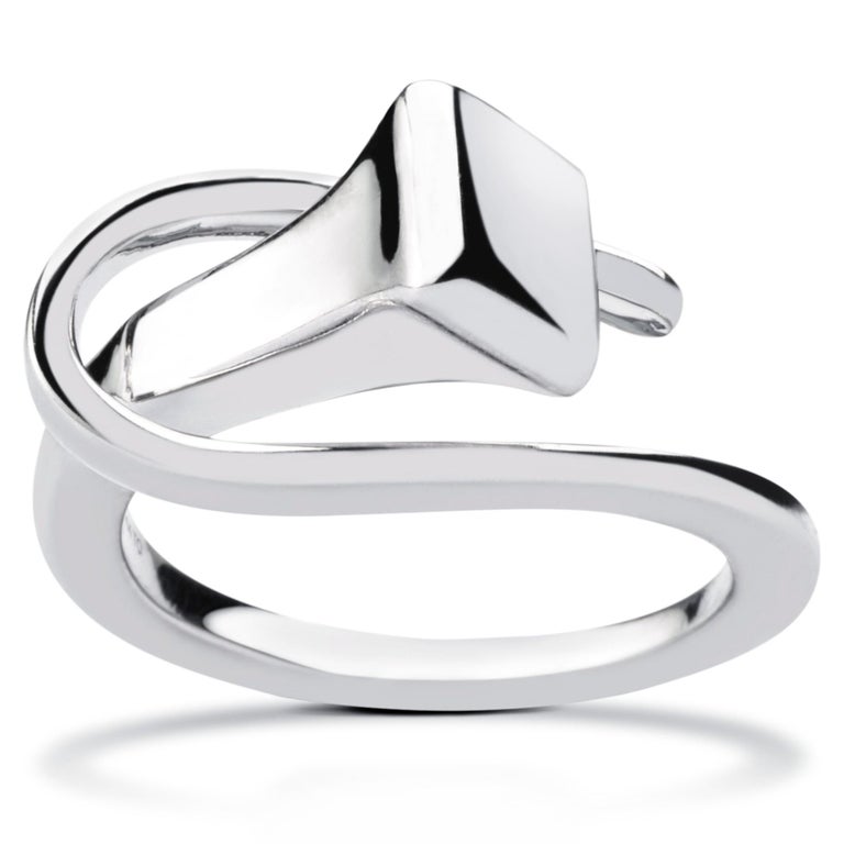 Alex Jona Equestrian Horse Nail 18 Karat White Gold Ring For Sale at