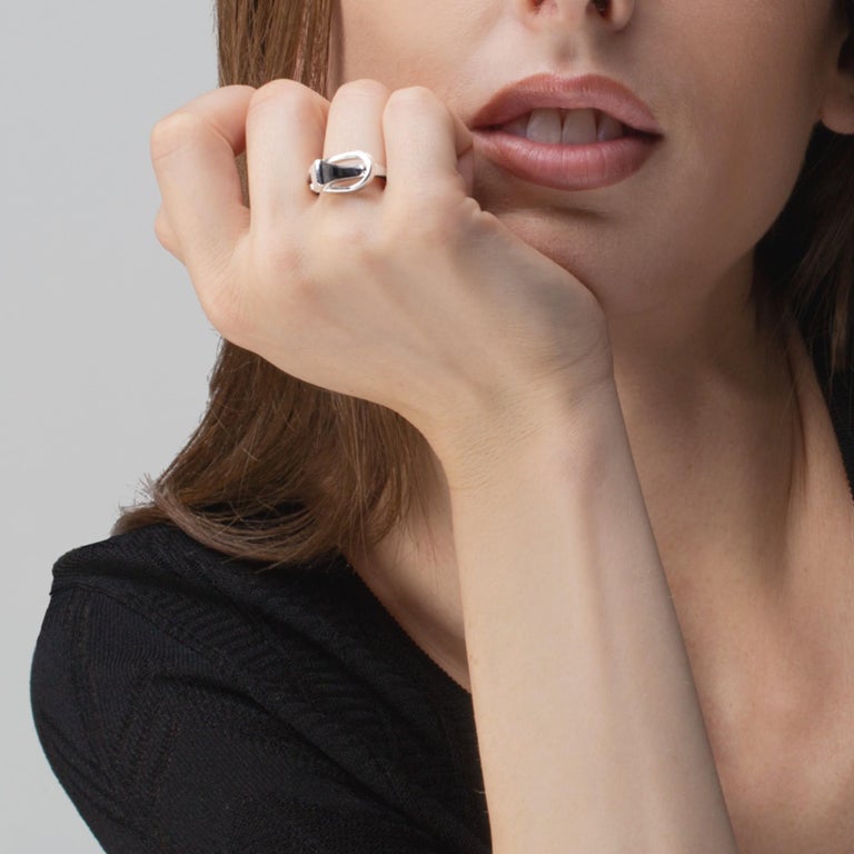 Alex Jona Equestrian Horse Nail 18 Karat White Gold Ring For Sale at