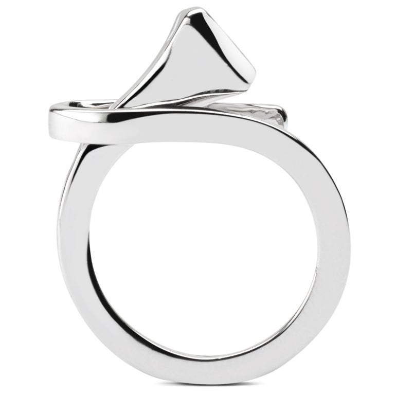 Alex Jona Equestrian Horse Nail 18 Karat White Gold Ring For Sale at