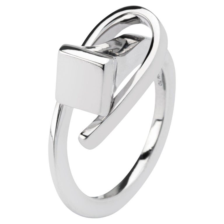 Alex Jona Equestrian Horse Nail 18 Karat White Gold Ring For Sale at