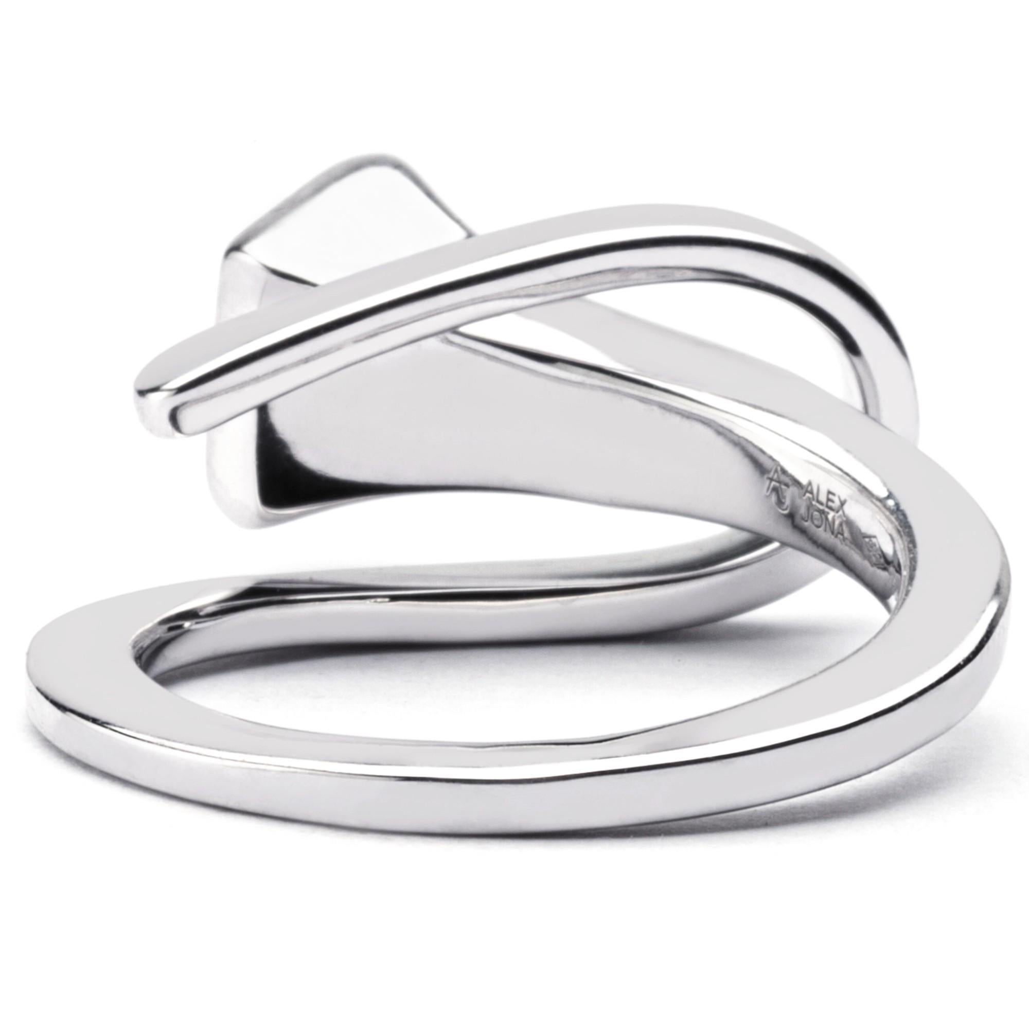 Alex Jona Equestrian Horseshoe Nail 18 Karat White Gold Ring For Sale 2