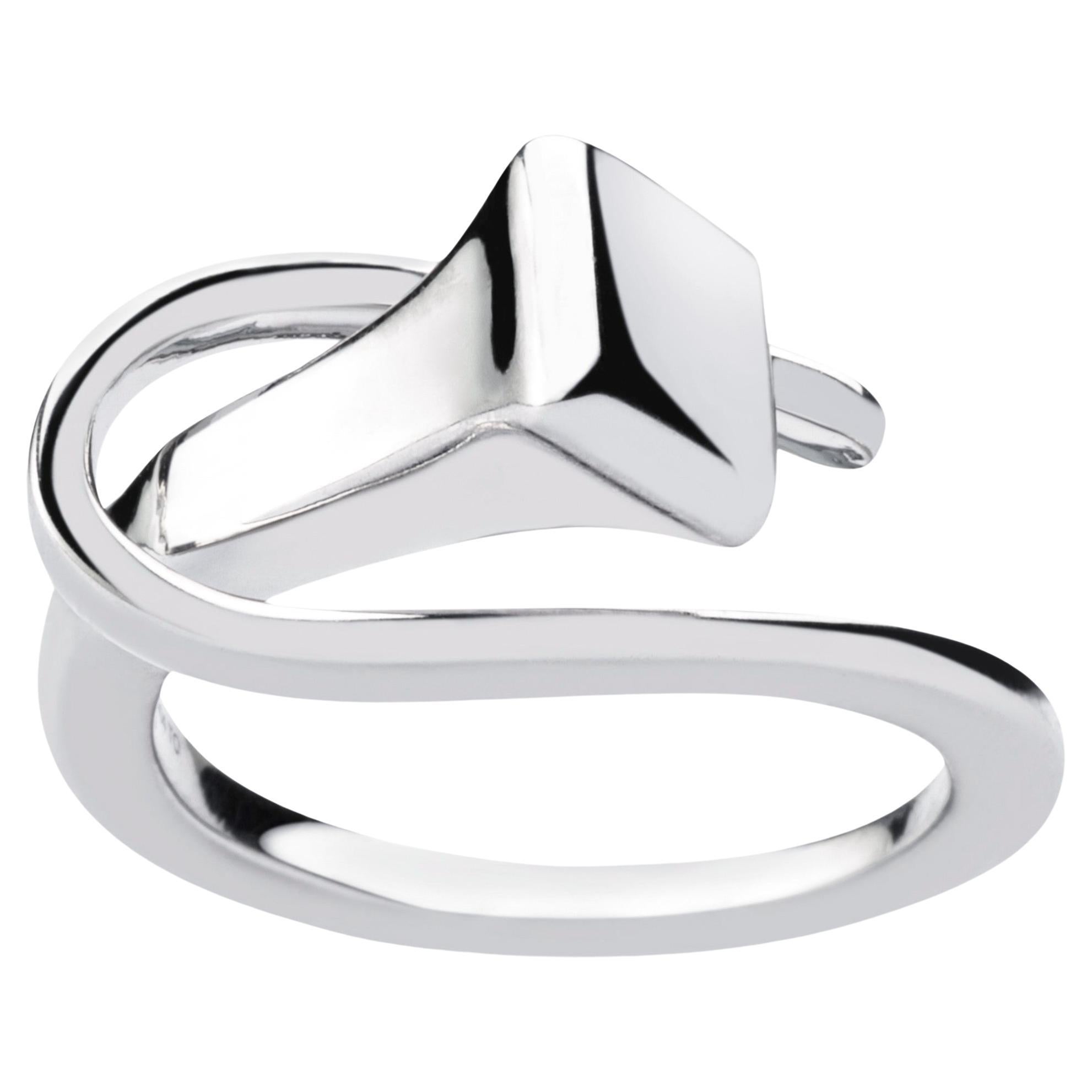 Alex Jona Equestrian Horseshoe Nail 18 Karat White Gold Ring For Sale