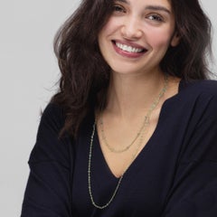 Collier en or jaune 18 carats avec émeraude verte facettée