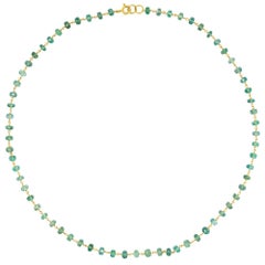 Faceted Light Green Emerald 18 Karat Yellow Gold Necklace