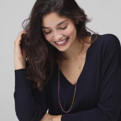 Faceted Pastel Multicolor Sapphire 18 Karat Yellow Gold Long Necklace