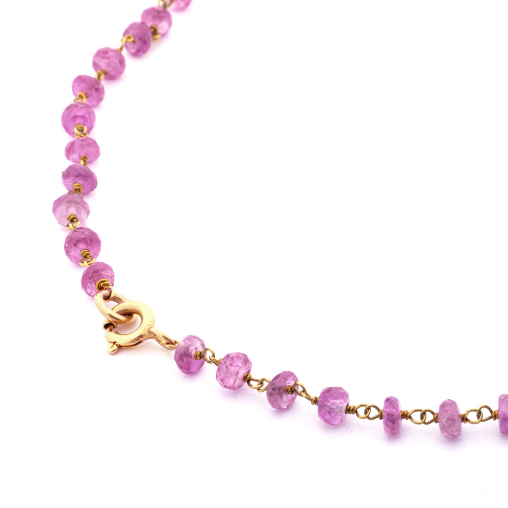 Alex Jona Facettierte Washer-Halskette aus 18 Karat Gelbgold mit rosa Saphir Damen im Angebot