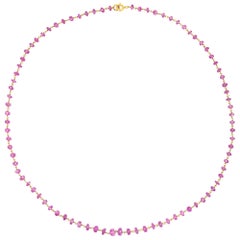 Faceted Washer Pink Sapphire 18 Karat Yellow Gold Necklace
