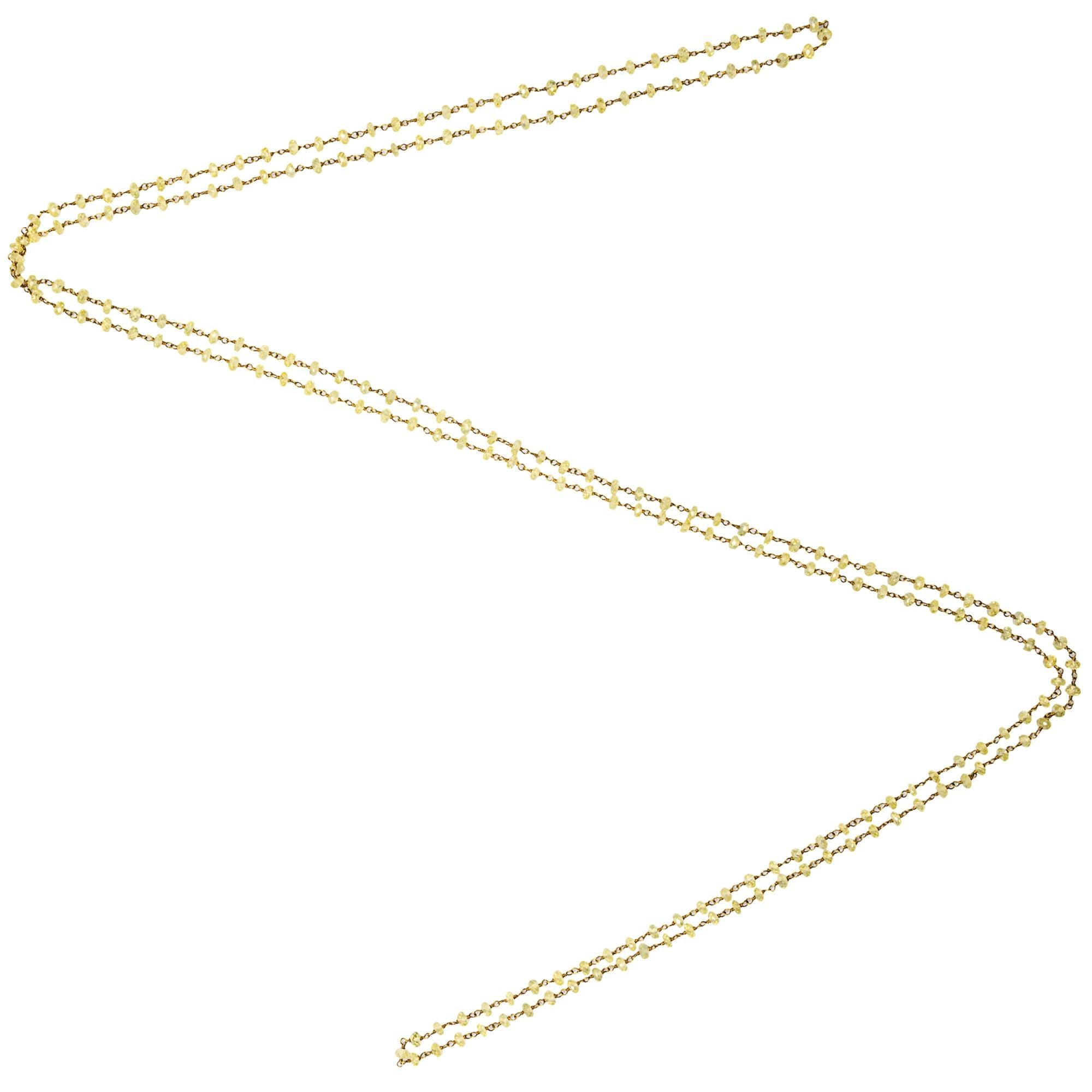 Lange Alex Jona Facettierte Washer-Halskette aus 18 Karat Gelbgold mit gelbem Saphir (Smaragdschliff) im Angebot