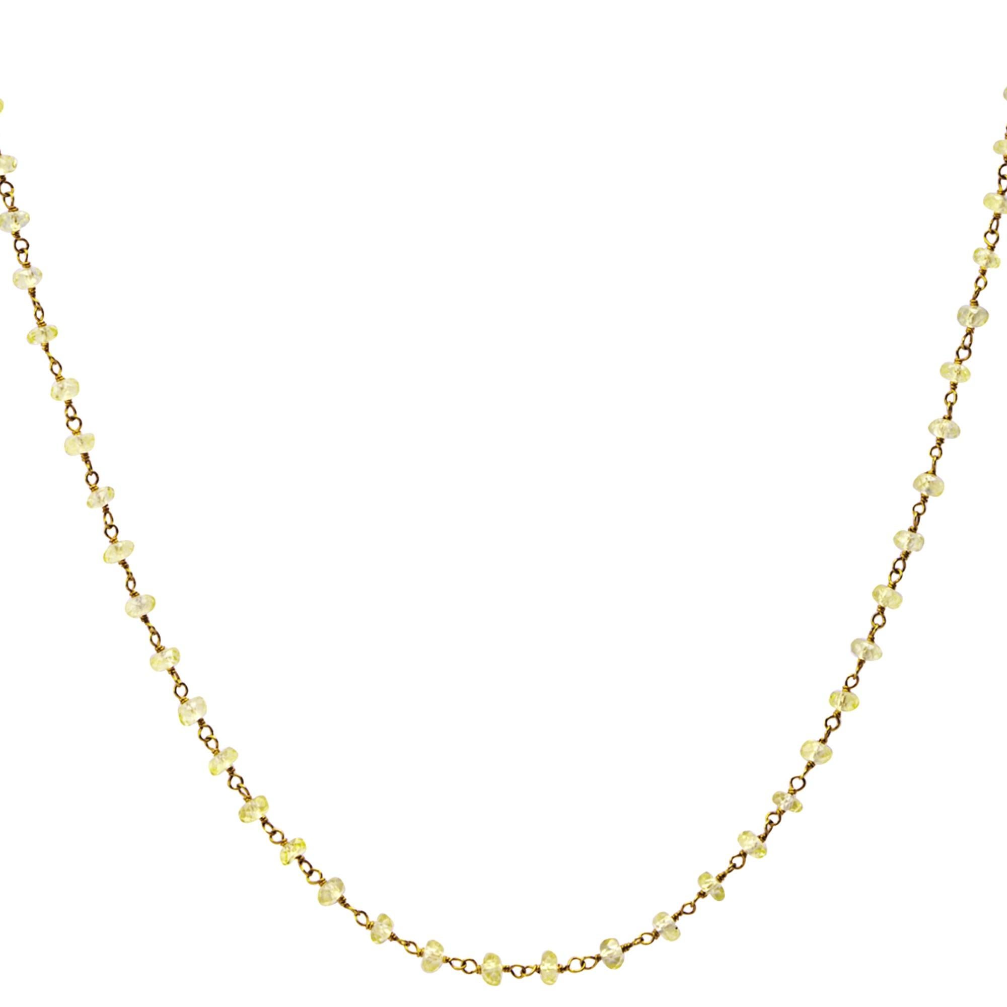 Women's Faceted Washer Yellow Sapphire 18 Karat Yellow Gold Long Necklace For Sale