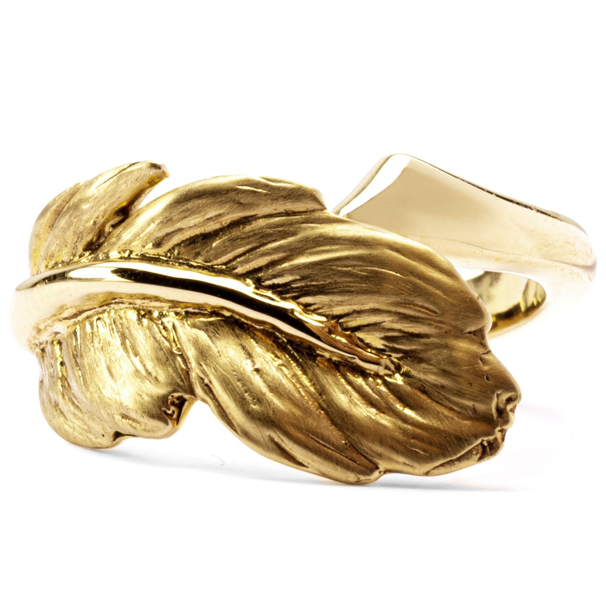 Alex Jona Bague en forme de plume en or jaune 18 carats Neuf - En vente à Torino, IT