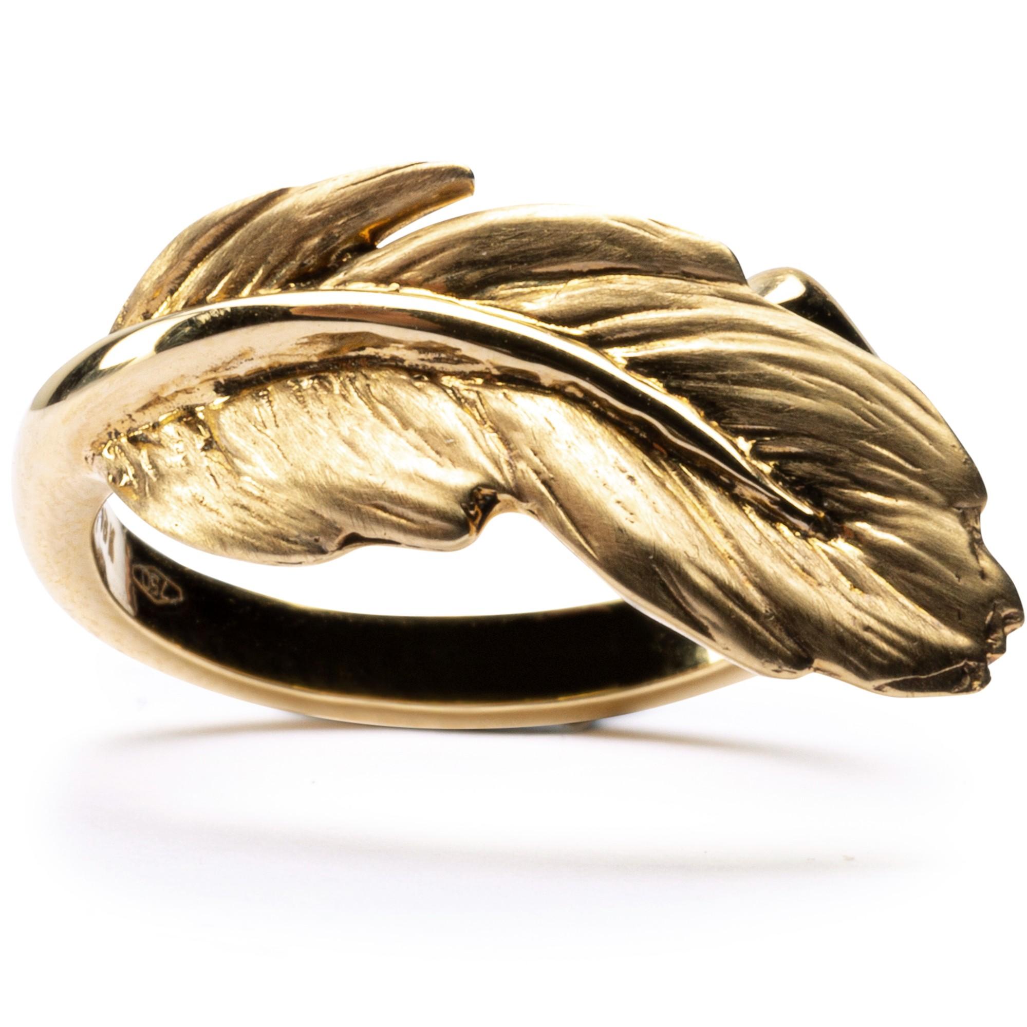 Alex Jona Bague en forme de plume en or jaune 18 carats Pour femmes en vente