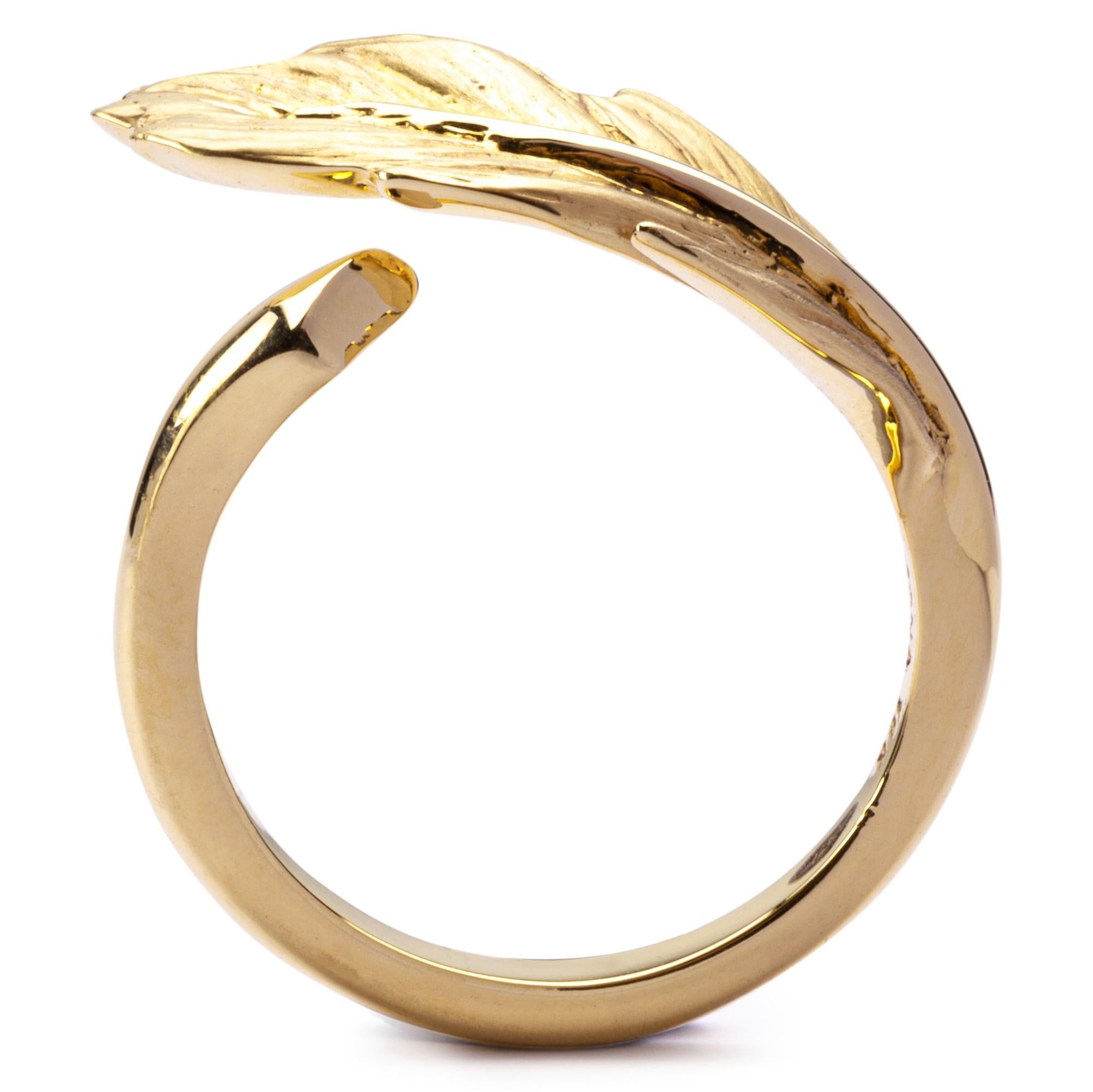 Alex Jona Feather 18 Karat Yellow Gold Ring In New Condition For Sale In Torino, IT