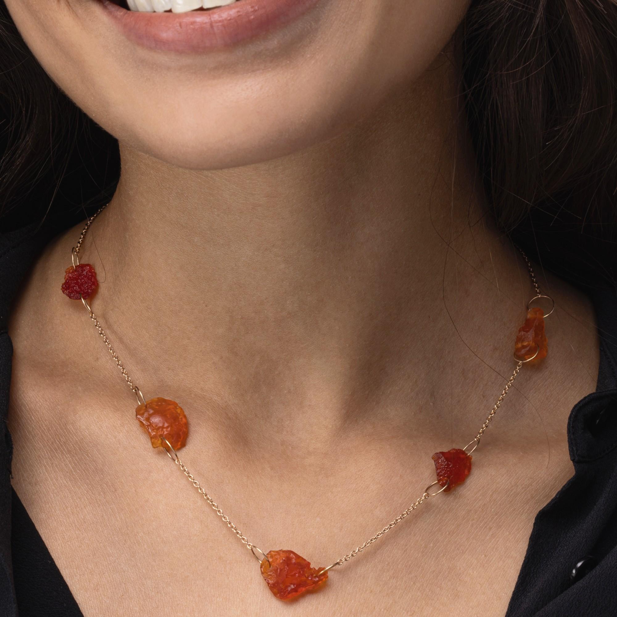 Women's Alex Jona Fire Opal 18 Karat Rose Gold Necklace For Sale