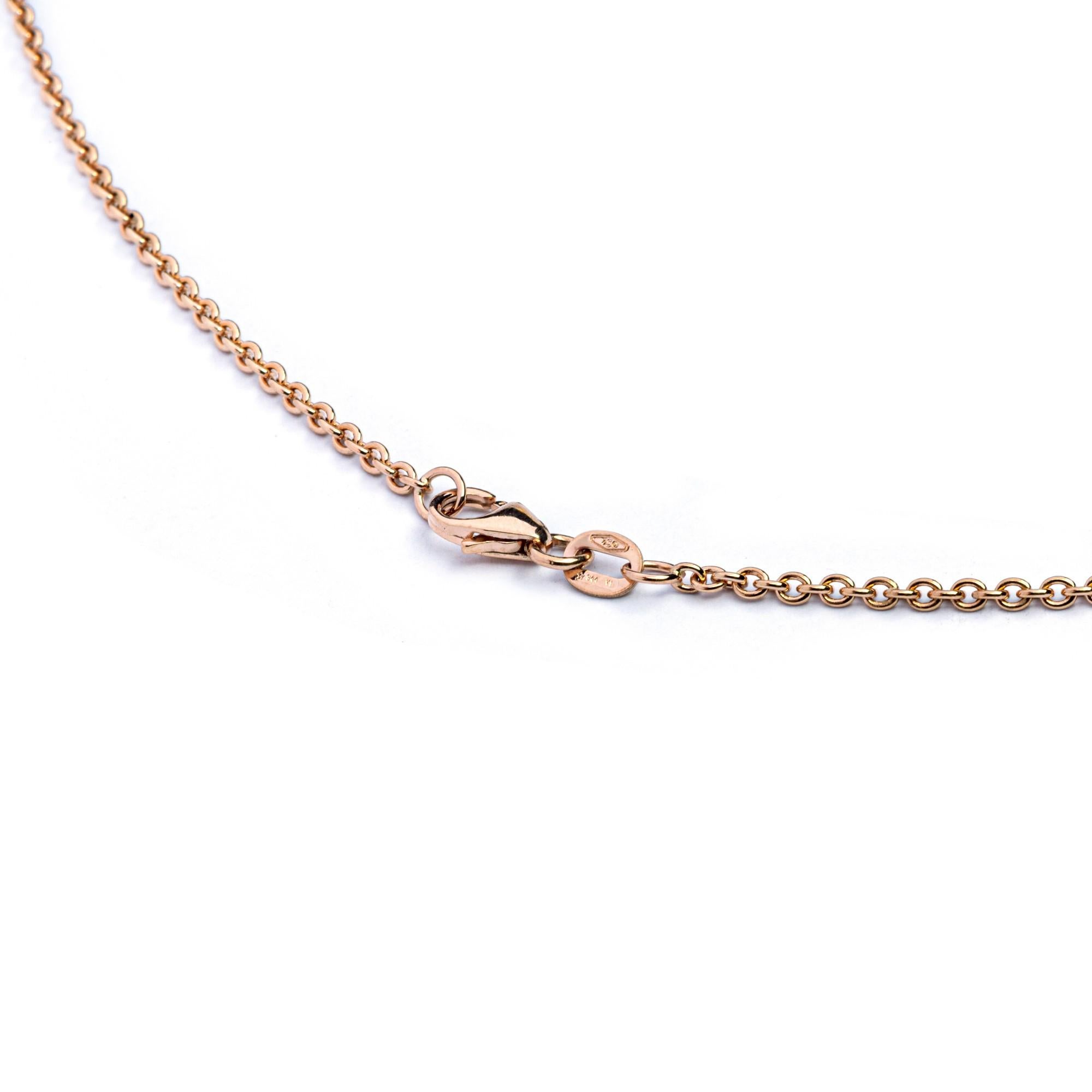 Alex Jona Flat Cut Rubelite & Green Tourmaline 18K Rose Gold Long Chain Necklace For Sale 1