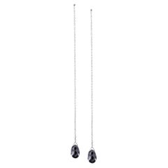 Alex Jona, boucles d'oreilles flottantes en or blanc 18 carats et diamants noirs