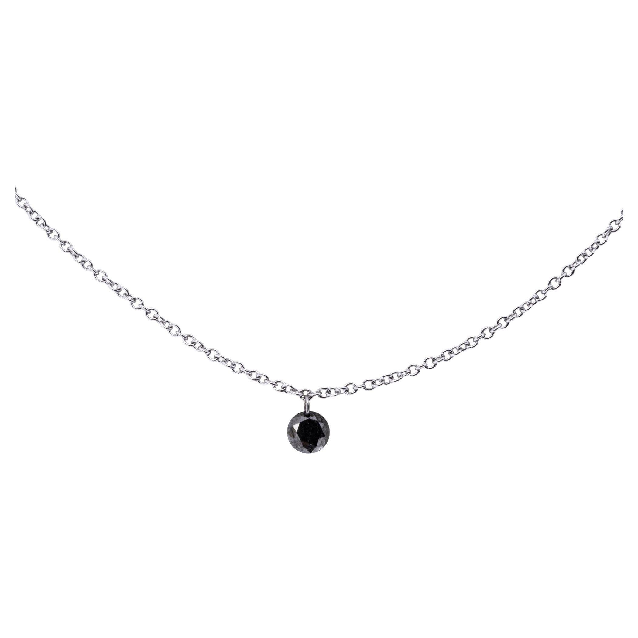 Alex Jona Floating Black Diamond 18 Karat White Gold Necklace For Sale