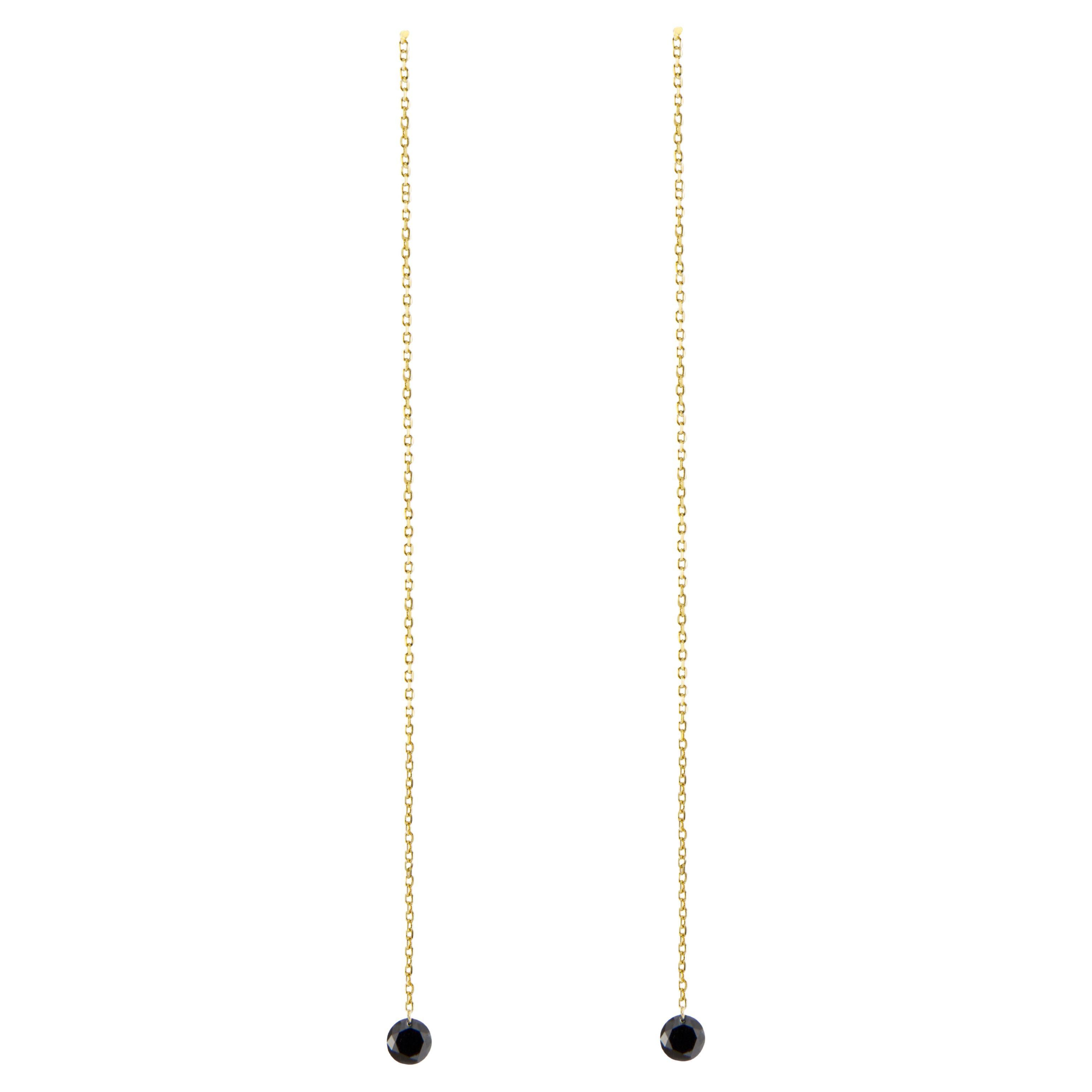 Pendientes de oro amarillo de 18 quilates con diamante negro flotante Alex Jona
