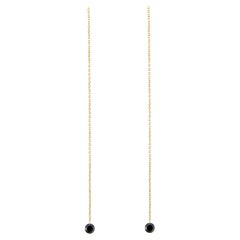 Alex Jona, boucles d'oreilles flottantes en or jaune 18 carats et diamants noirs