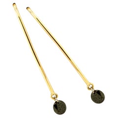 Alex Jona Floating Black Diamond 18 Karat Yellow Gold Pendant Earrings