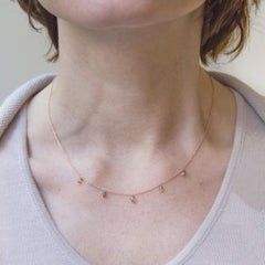 Alex Jona Floating Brown Briolette Diamond 18 Karat Rose Gold Necklace