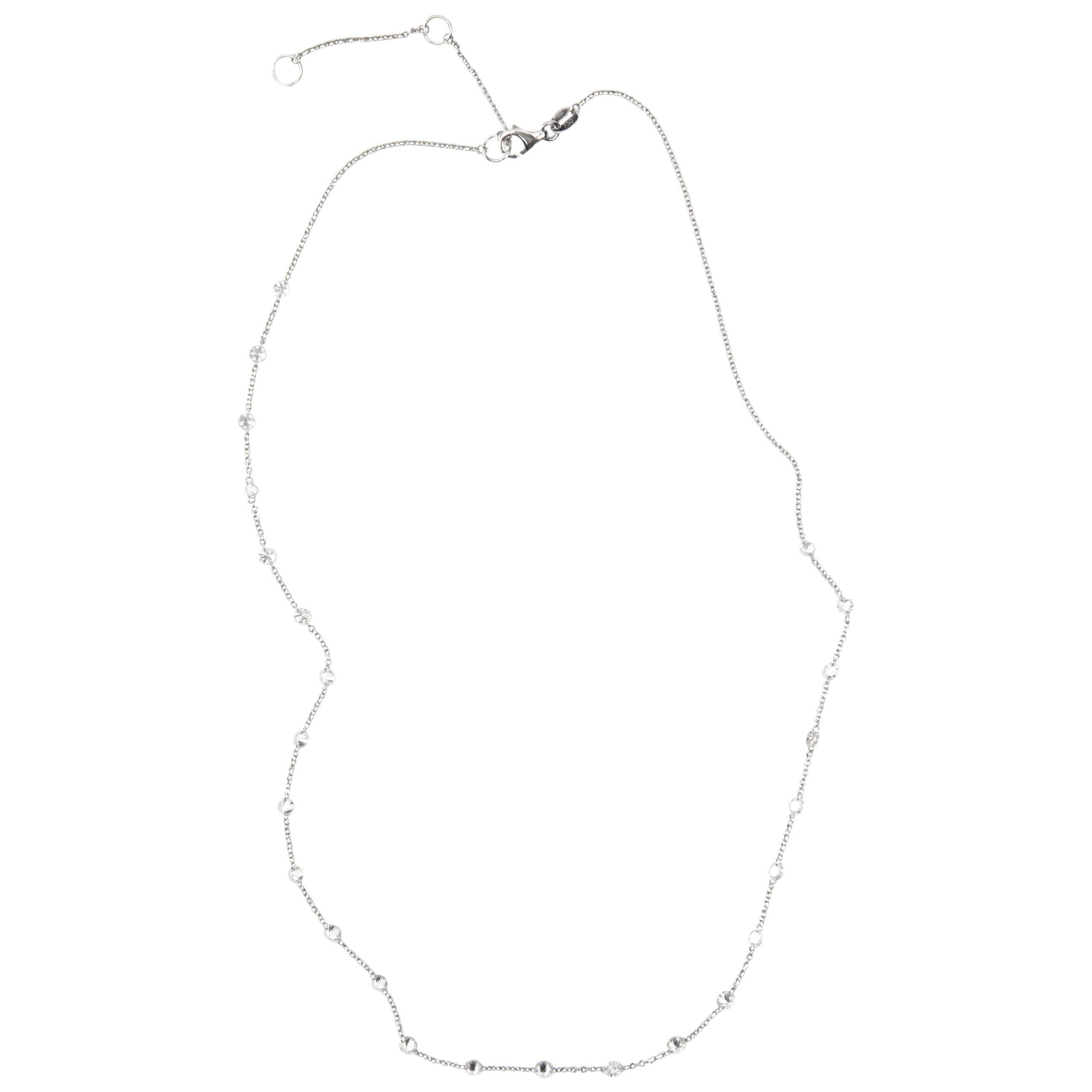 Alex Jona Halskette aus 18 Karat Weißgold mit schwebenden weißen Diamanten (Rundschliff) im Angebot