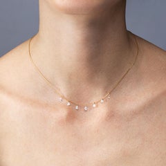 Alex Jona Floating White Diamond 18 Karat Yellow Gold Necklace