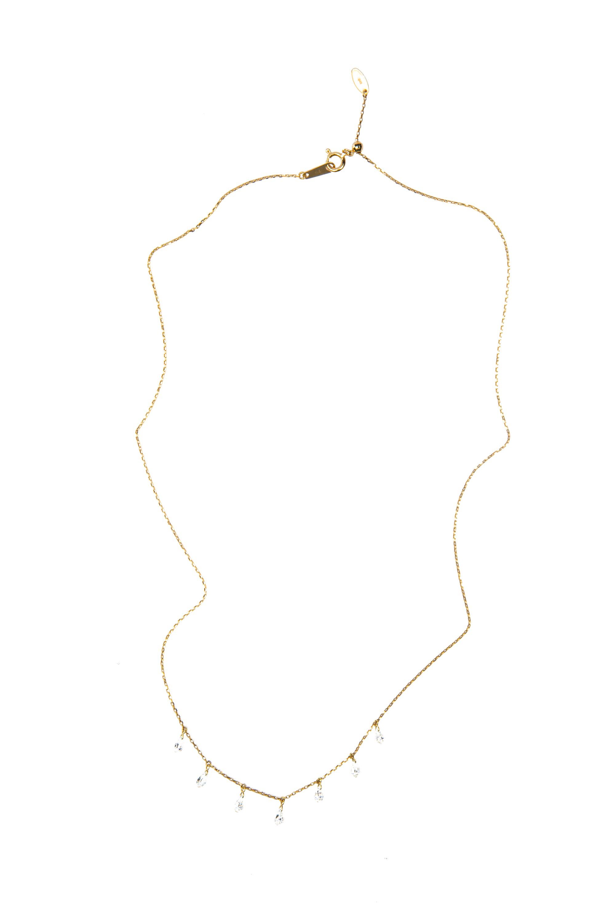 Pear Cut Alex Jona Floating White Diamond 18 Karat Yellow Gold Necklace For Sale