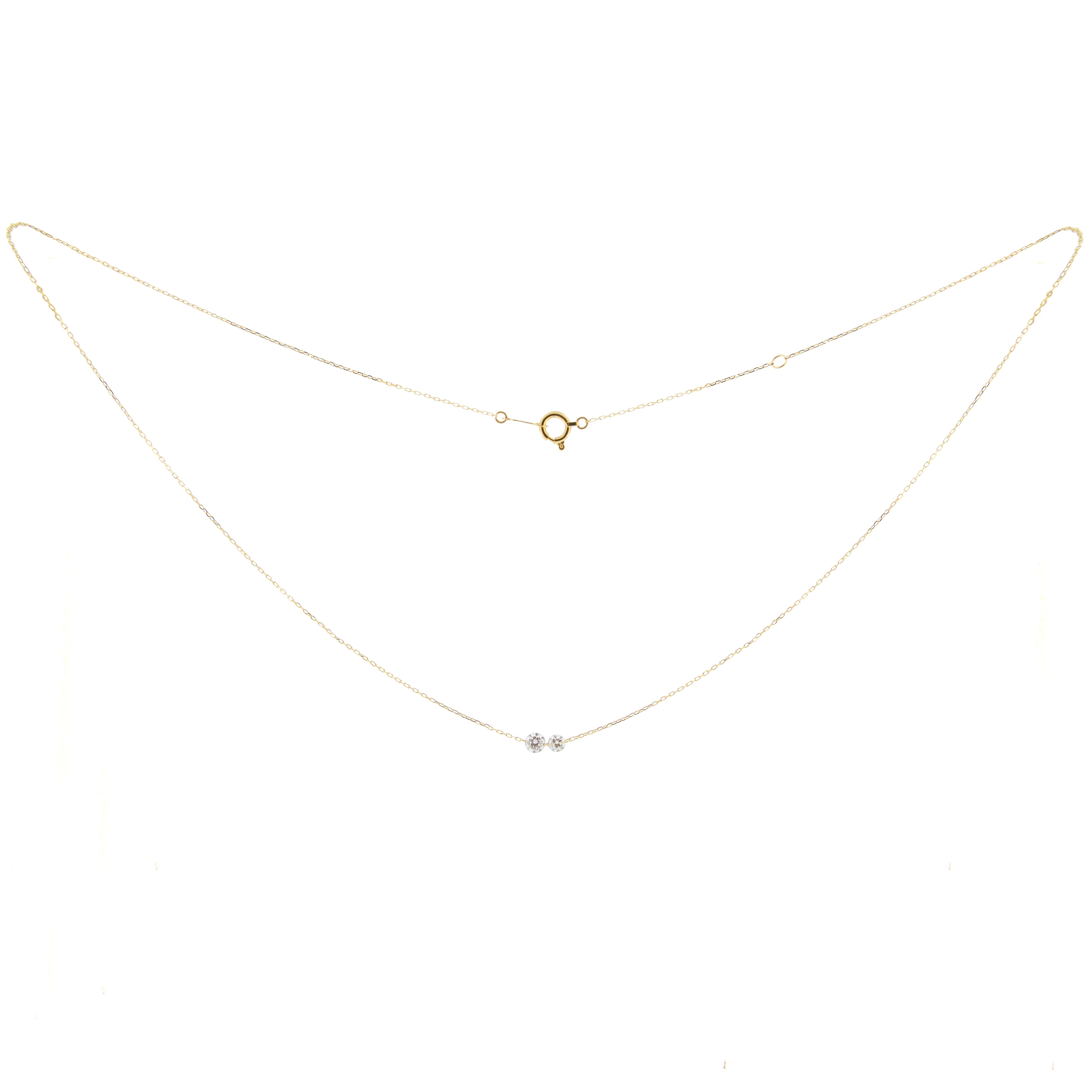 Alex Jona Floating White Diamond 18 Karat Yellow Gold Necklace In New Condition In Torino, IT