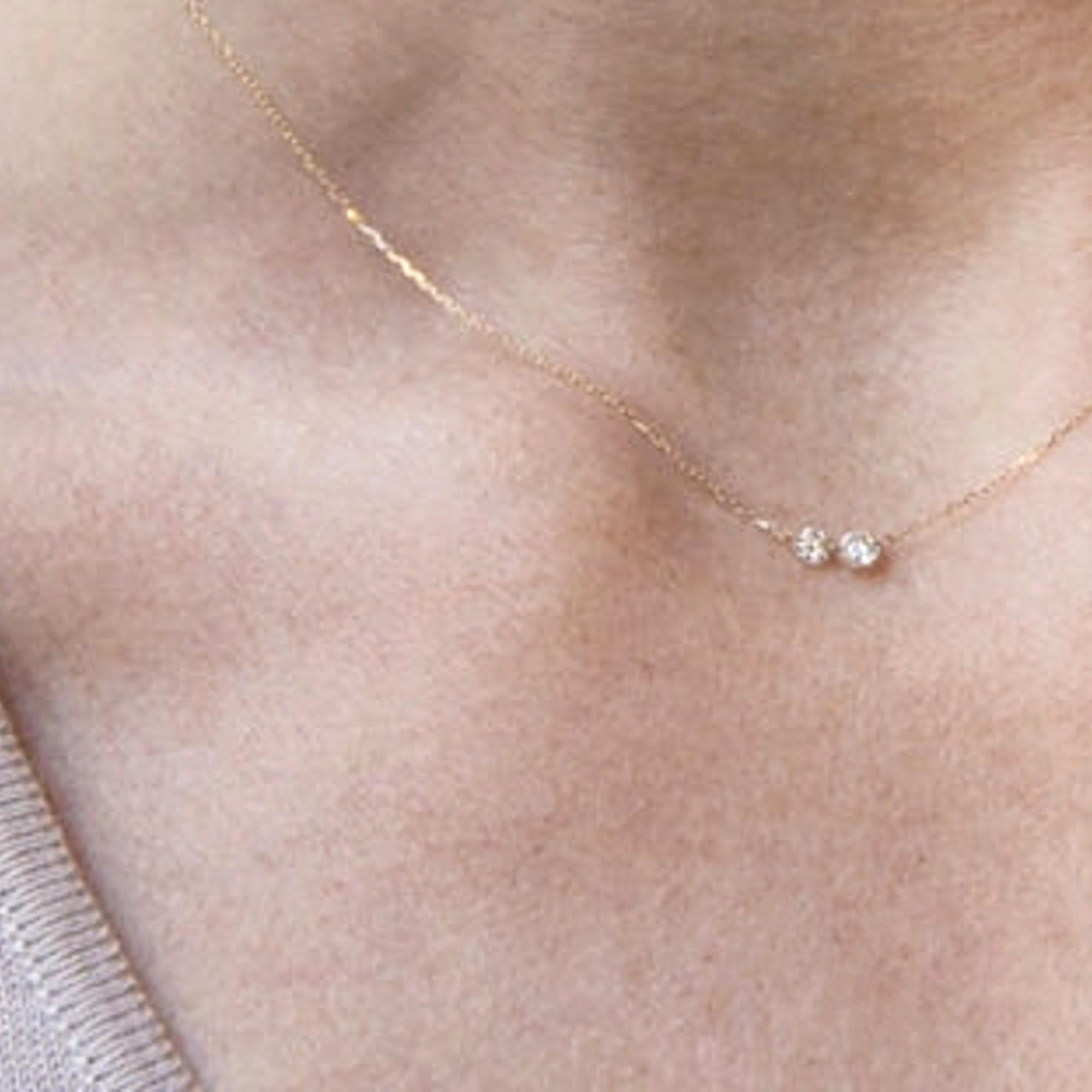 Women's or Men's Alex Jona Floating White Diamond 18 Karat Yellow Gold Necklace For Sale