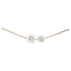 Halskette aus 18 Karat Gelbgold mit schwebenden weißen Diamanten von Jona