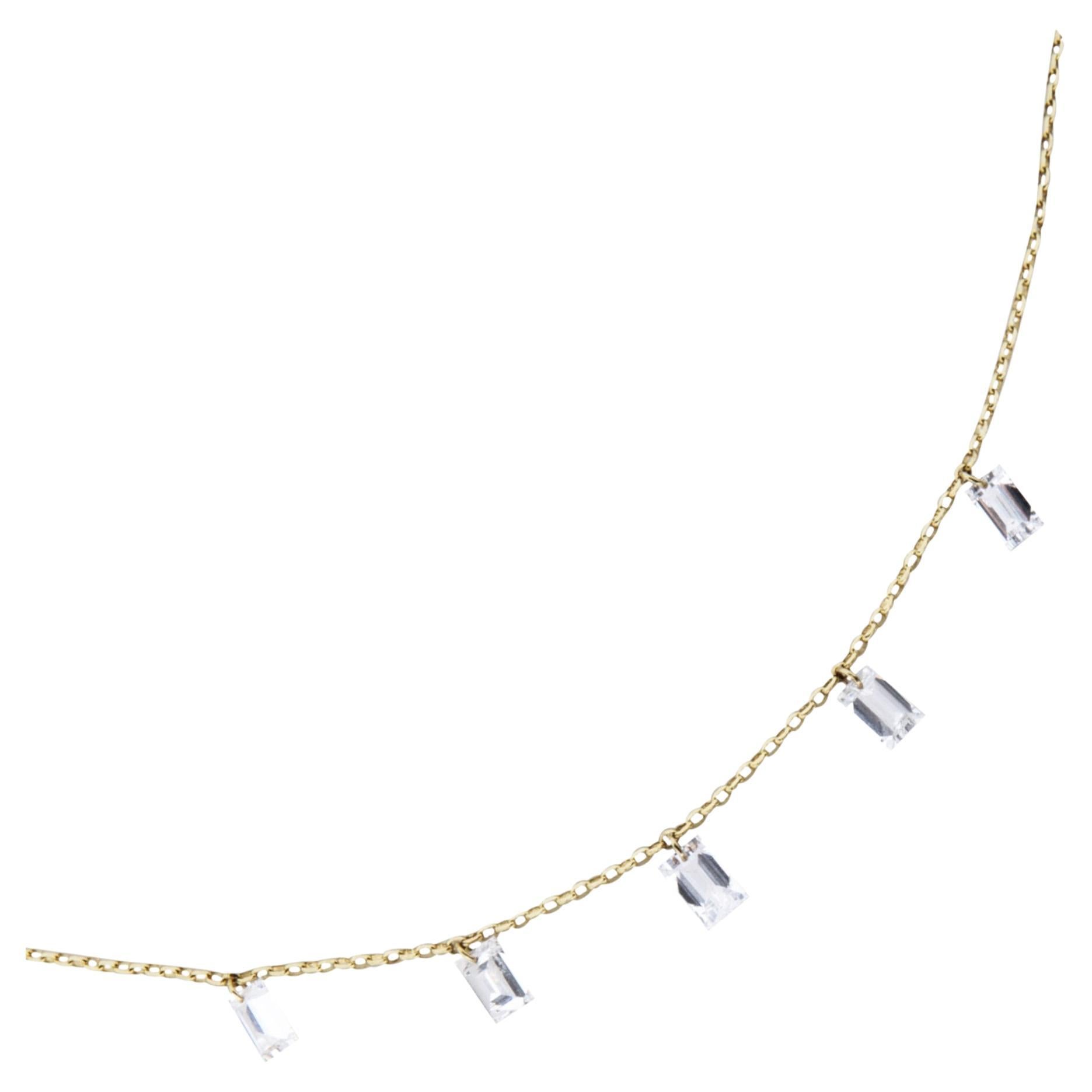 Alex Jona Schwebende Weißdiamant-Halskette aus 18 Karat Gelbgold