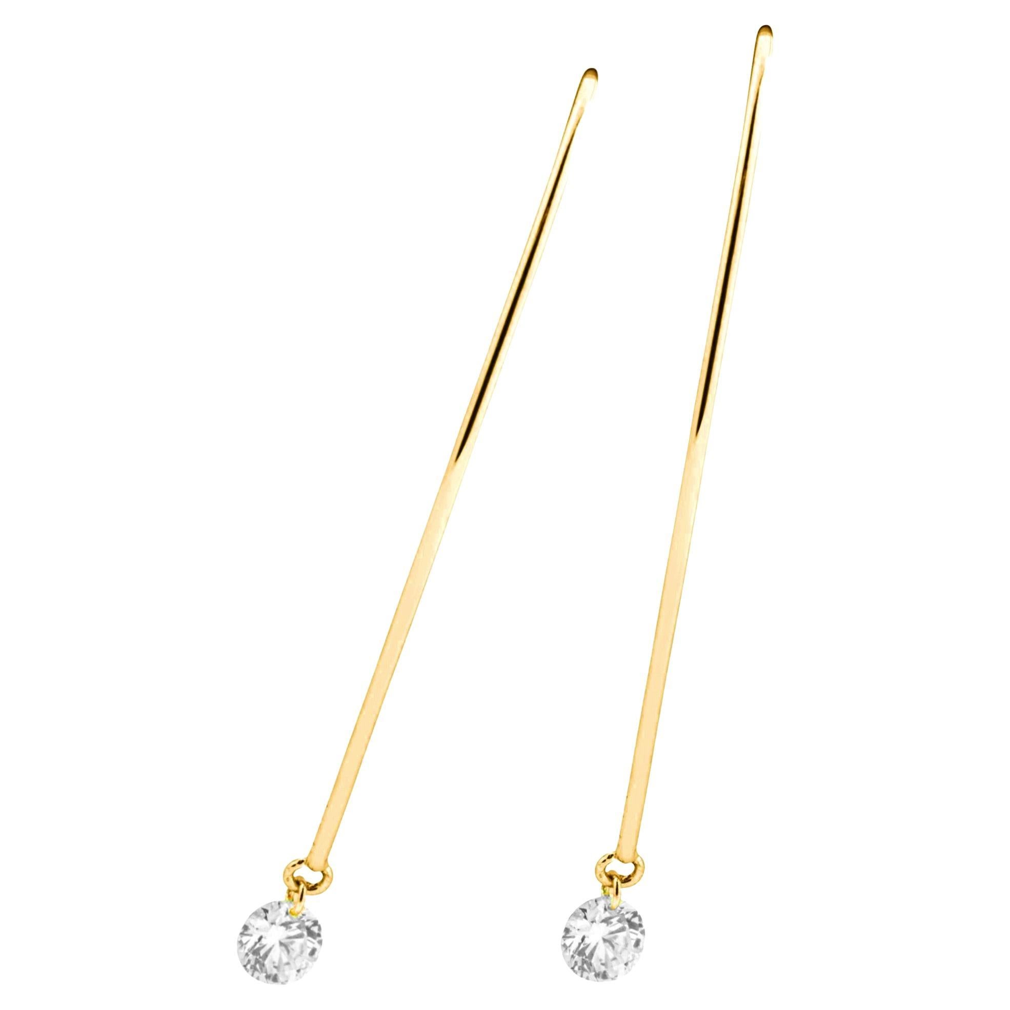 Alex Jona, boucles d'oreilles pendantes en or jaune 18 carats avec diamants blancs flottants